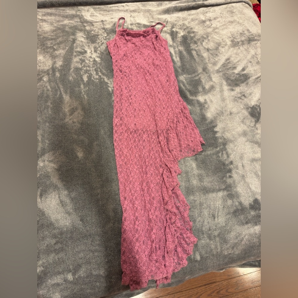 Cider Lace Maxi Skirt in Deep Pink